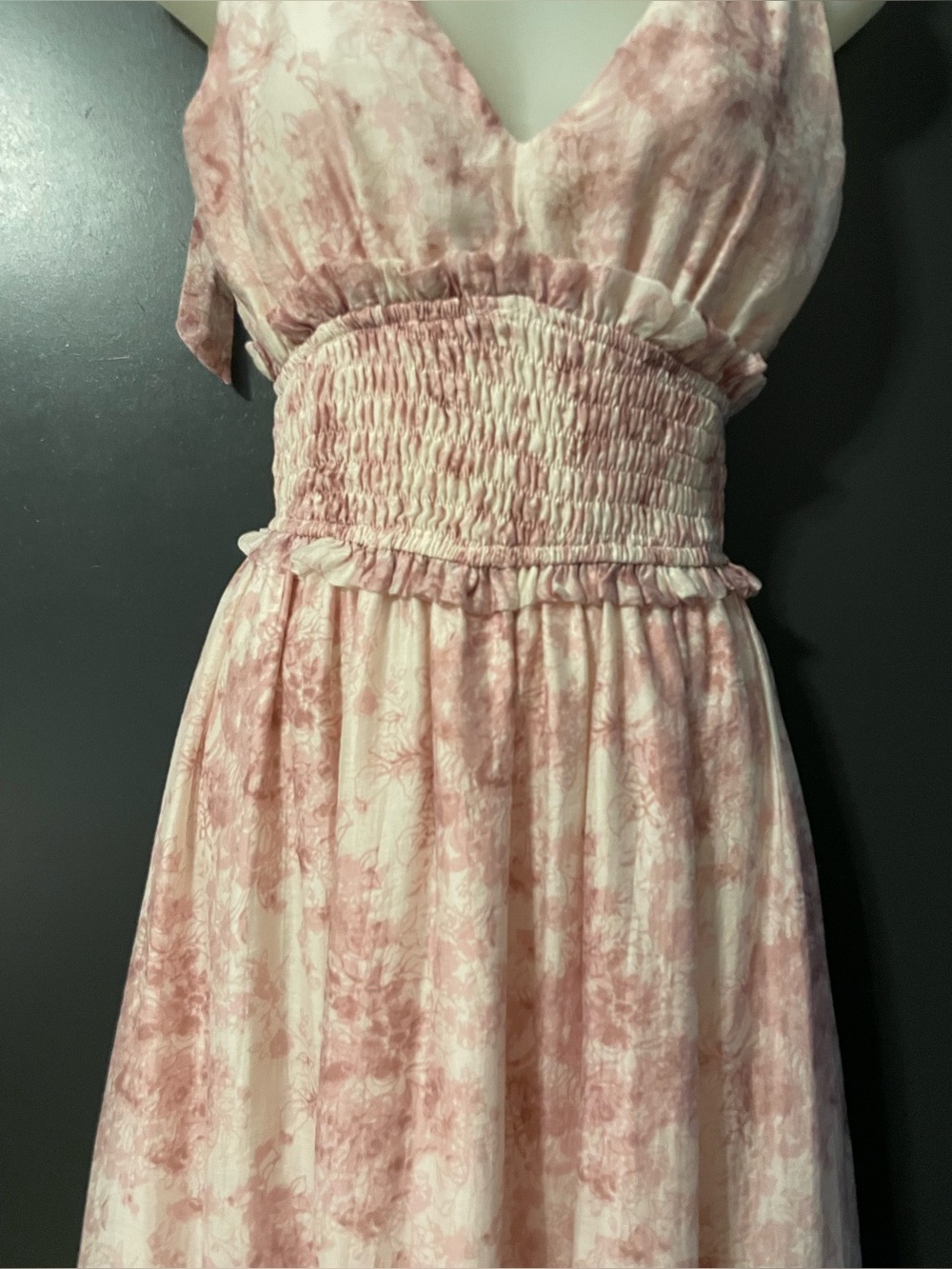 En Saison Pink Floral Smocked Midi Dress Cottagecore Romance XS - Picture 4 of 11